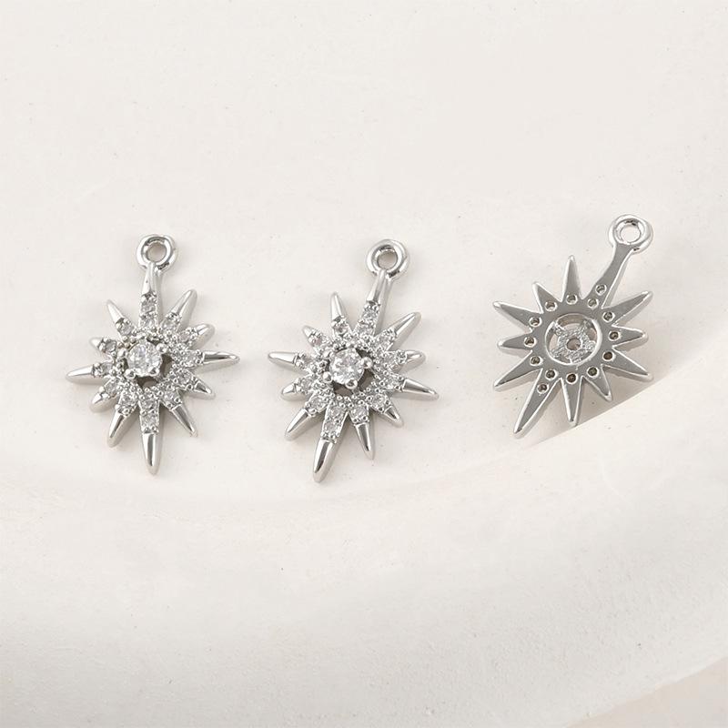 14k Gold-Plated Star Cross Diamond Pendant for DIY Jewelry