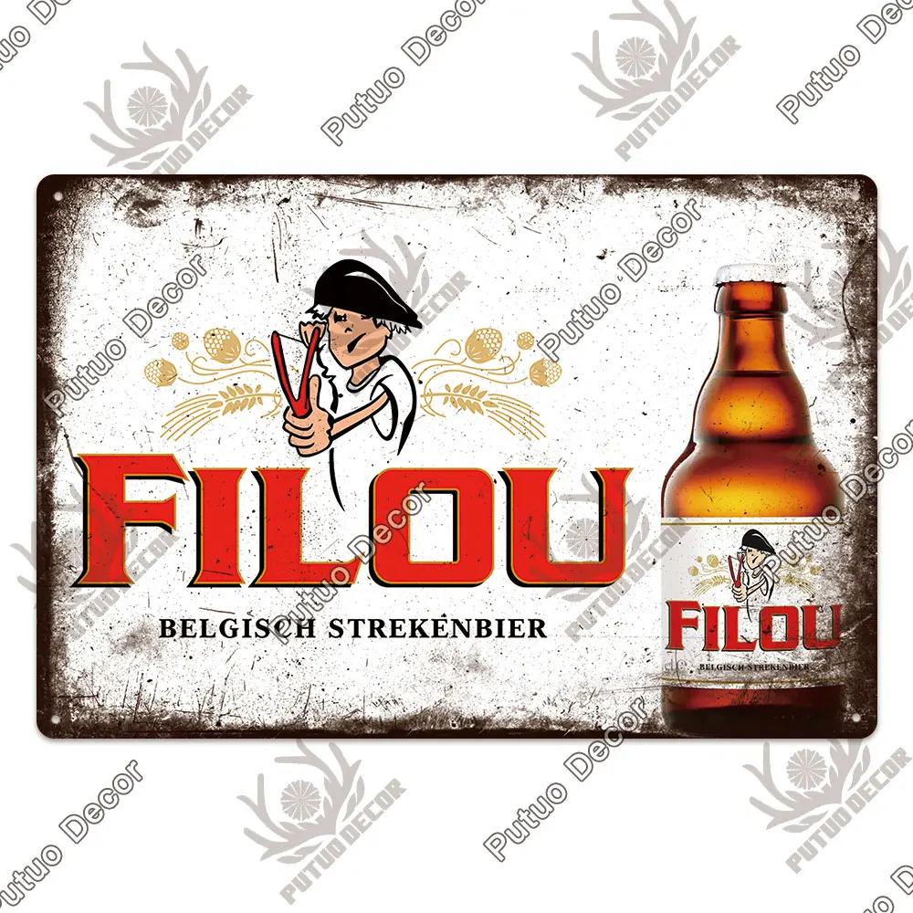 Putuo Decor Belgium Beer Plaque Metal Vintage Tin Sign Metal Sign Decorative Plaque Wall Decor Pub Bar Man Cave Club Decoration