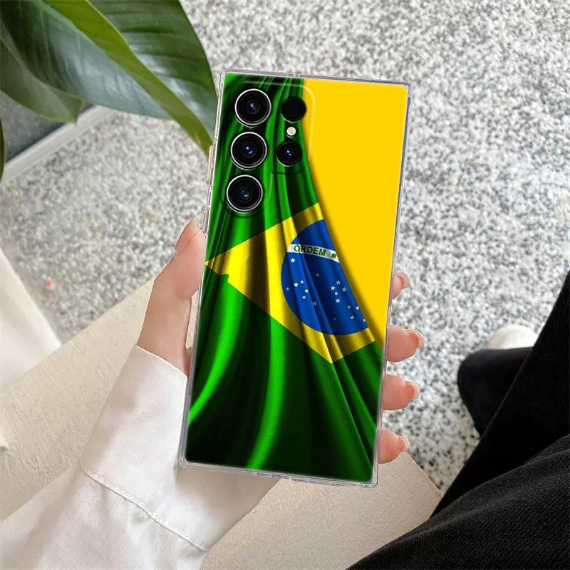 Brazil Brazilian Flag Clear Case For Samsung Galaxy S26 S25 S24 S23 Ultra S20 S21 FE S22 Plus S26 Ultra S25FE Soft Phone Cover