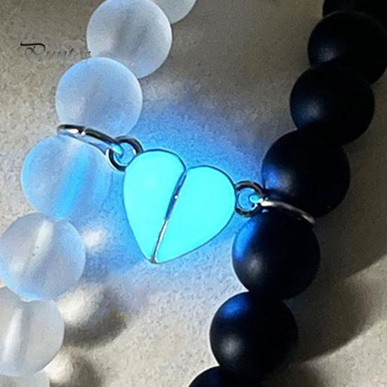 2ks Ručně vyráběný náramek s korunkovými korálky Svítící srdce svítící ve tmě elastický párový náramek Muži Ženy Milovník Dárek