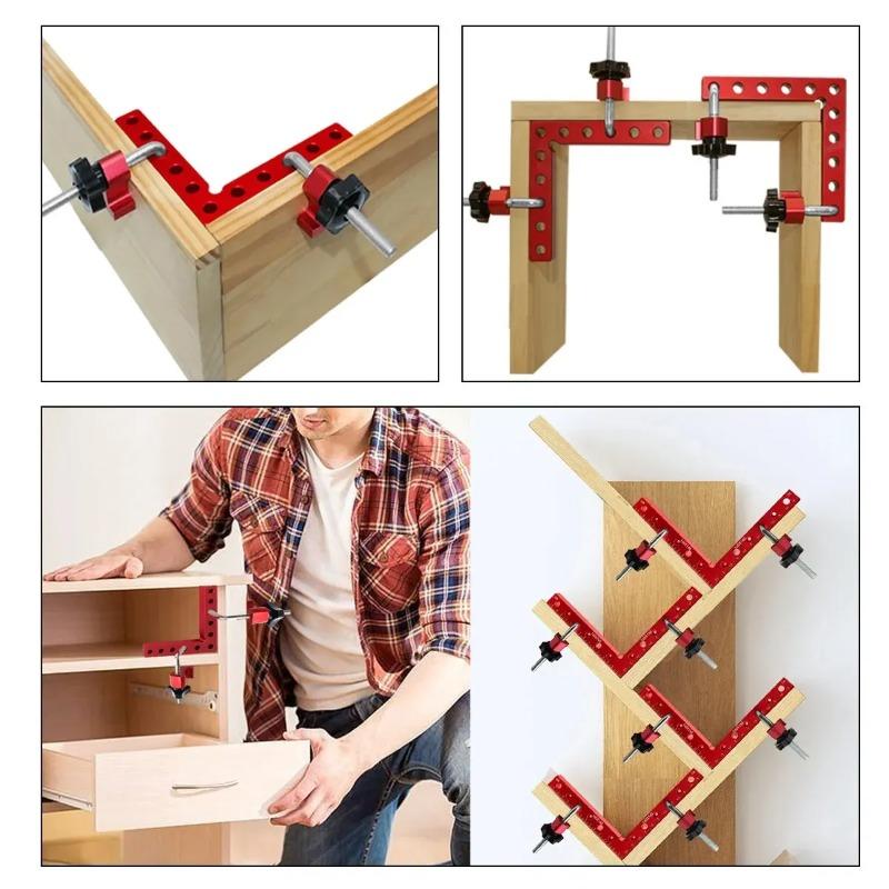 120mm / 140mm Aluminum Alloy 90 Degree Right Angle Fixing Clip Auxiliary Fixture Positioning Panel with Clamps Woodworking Tools