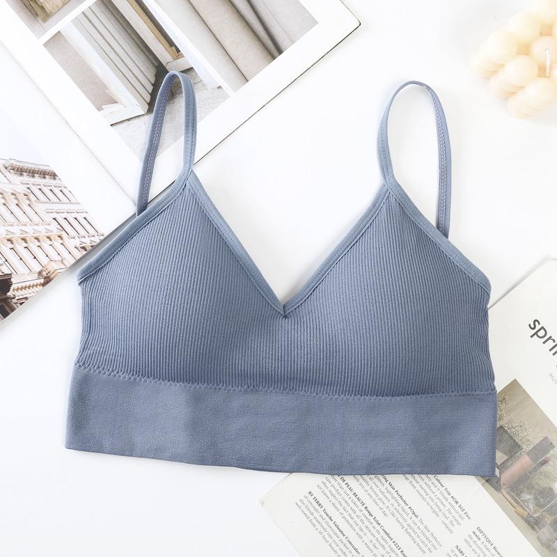 

Бесшовный U-образный бюстгальтер-бралетт с перекрестными бретелями на спине - без содержания стали, сексуальное, однотонное женское нижнее белье One Size синий