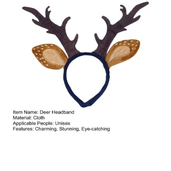 Reindeer Antlers Headband for Women Adults Plush Deer Ears Headpiece Reindeer Horns Costume Accessories for Halloween Christmas Party Cosplay Supplies