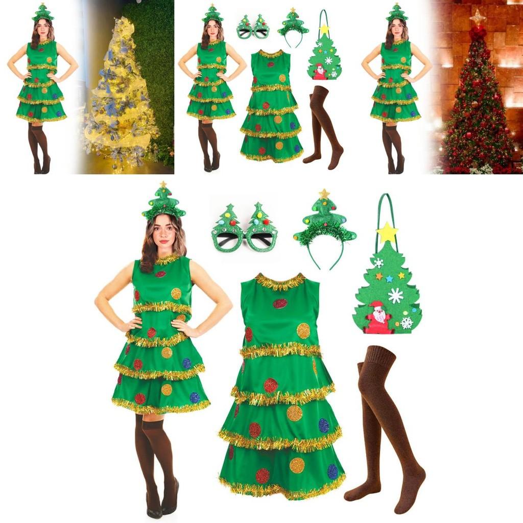 Christmas Tree Cosplay Dress For Women With Polyester And Nylon Fabric For Holiday Themed Events