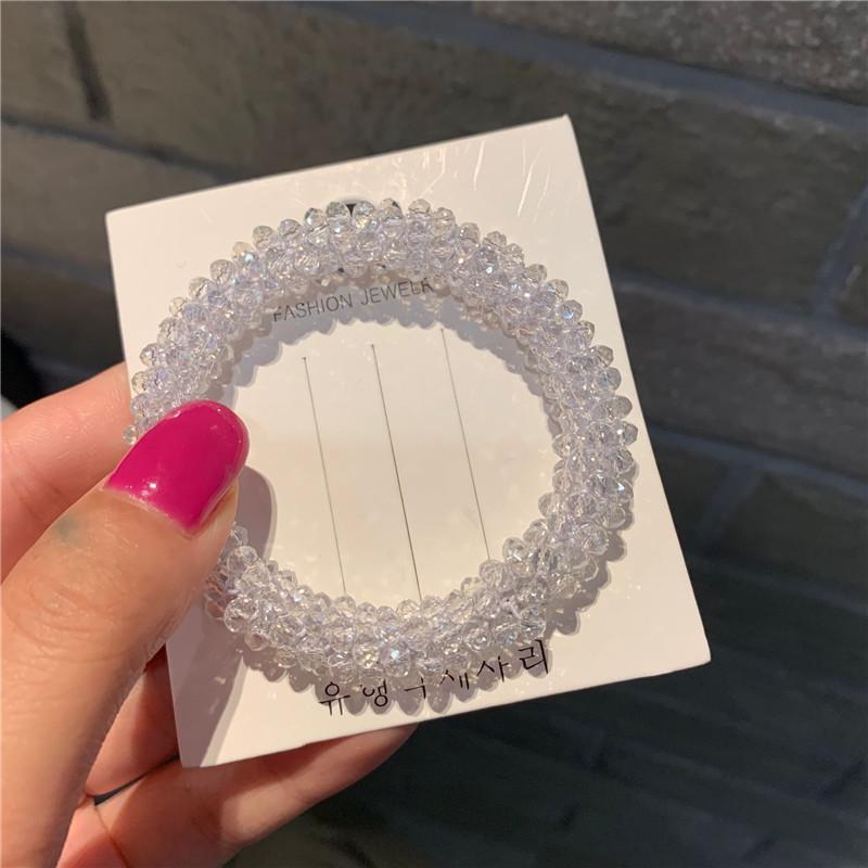 Korean Dongdaemun Crystal Beaded Hair Tie & Bracelet Duo