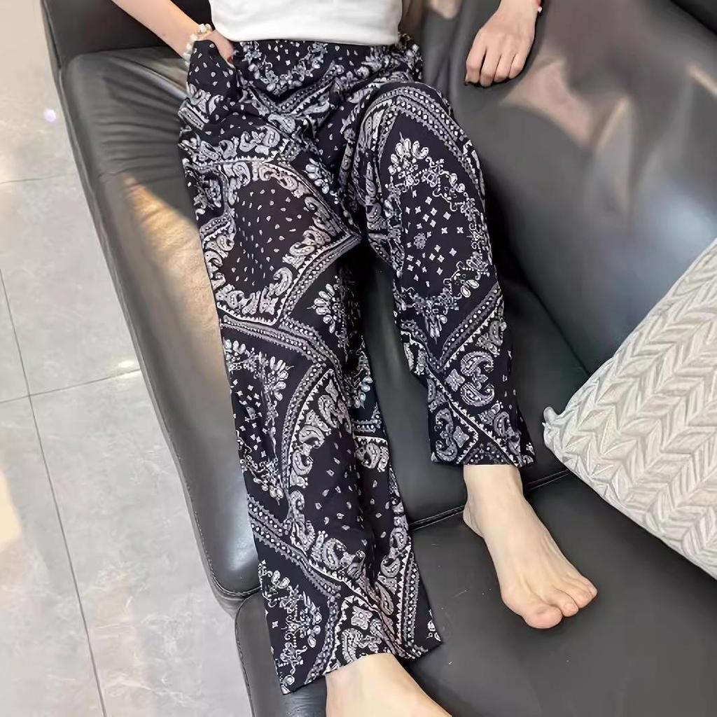 2025 New Paisley Print High-Waisted Wide-Leg Pants - Versatile and Casual