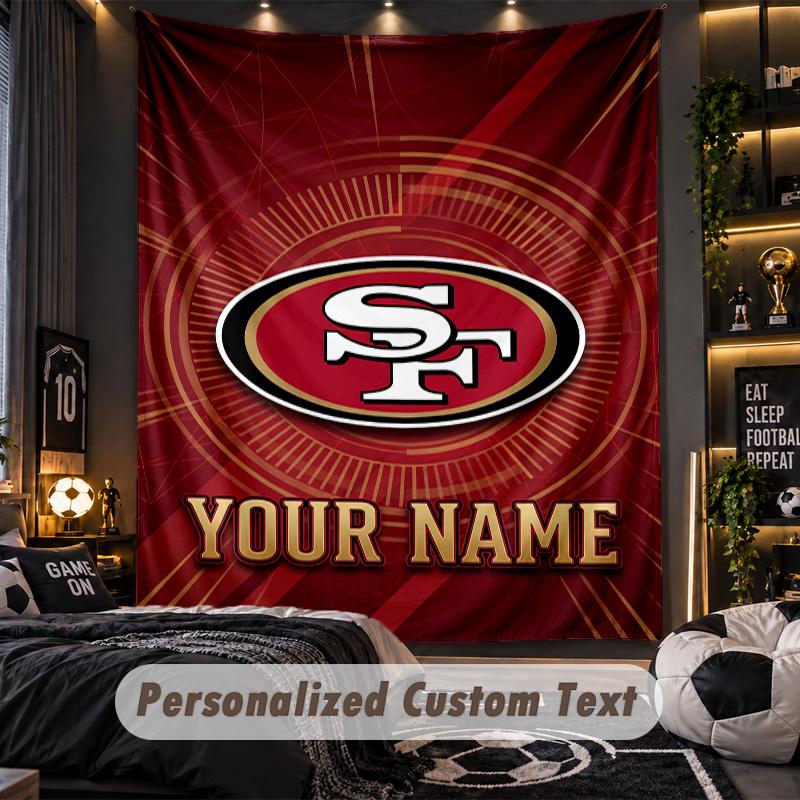 TapestrySan Francisco 49ers Custom Name Text Personalized Wall Hanging Tapestry Home Wall Decor