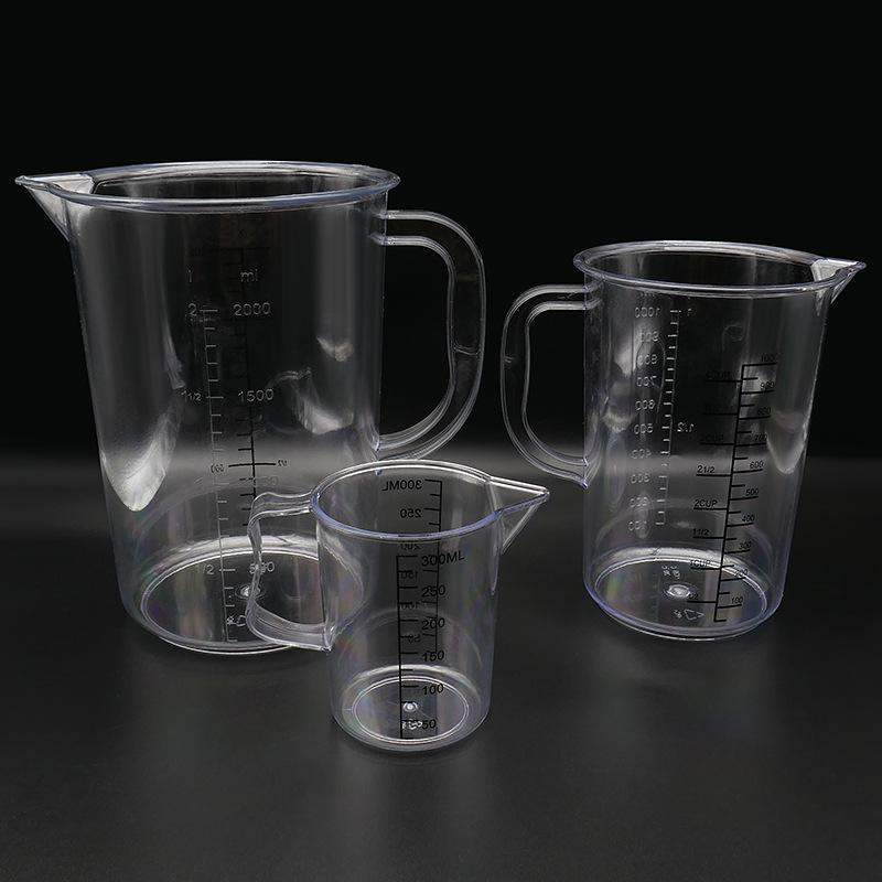 Acrylic Black Line Large Capacity Transparent Measuring Cup with Handle for Tea, Baking, and Catering