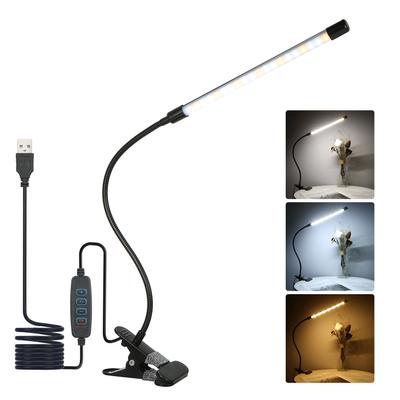 LED-Schreibtischlampe zum Aufstecken, dimmbare Leseleuchte, 3 Beleuchtungsmodi und 10 Helligkeitsstufen, flexibel