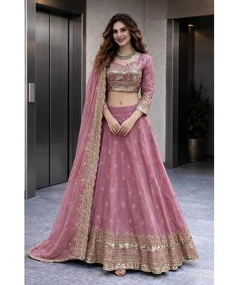 Women Bollywood Heavy Two Tone Fandy Silk Lehenga Choli Party Wear Designer Wedding Wear
