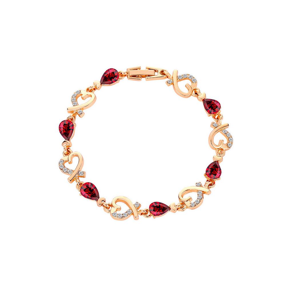 Heart Shaped Crystal Bracelet Female Blue Red Zircon Rhinestone Bracelet Women Jewelry Accessories