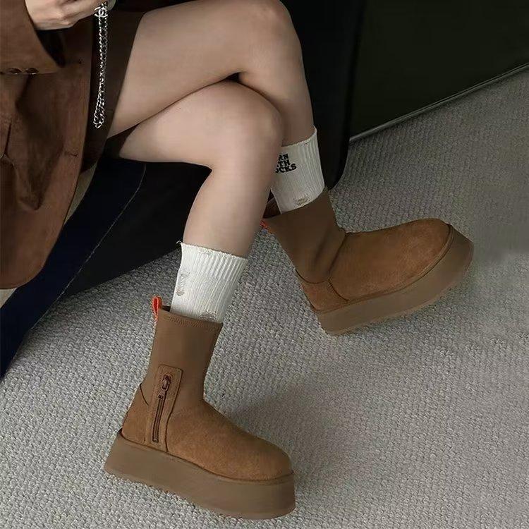 

Женские эластичные носки-цилиндры большого размера с мягкой подошвой, зимние теплые меховые ботинки-дутики, утепленные подкладкой ботильоны до щиколотки, нескользящие походные хлопковые ботинки, ботинки Мартина 40 темно-коричневого