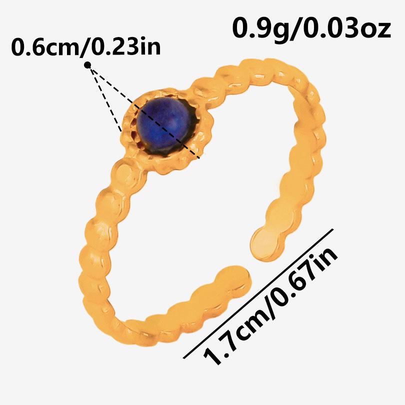 

Ethnic Vintage Dark Blue Real Stone Charm Ring Open Adjustable Stainless Steel Rings For Women Men Accessories Bohemian Jewelry 1pcs