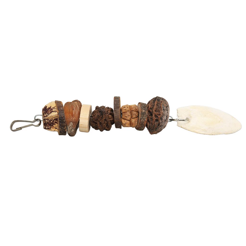 Bird Chew Toys Grinding Mouth Cuttlefish Bone Nuts Logs Hanging Parrot Chew Toy for Parrot Cage