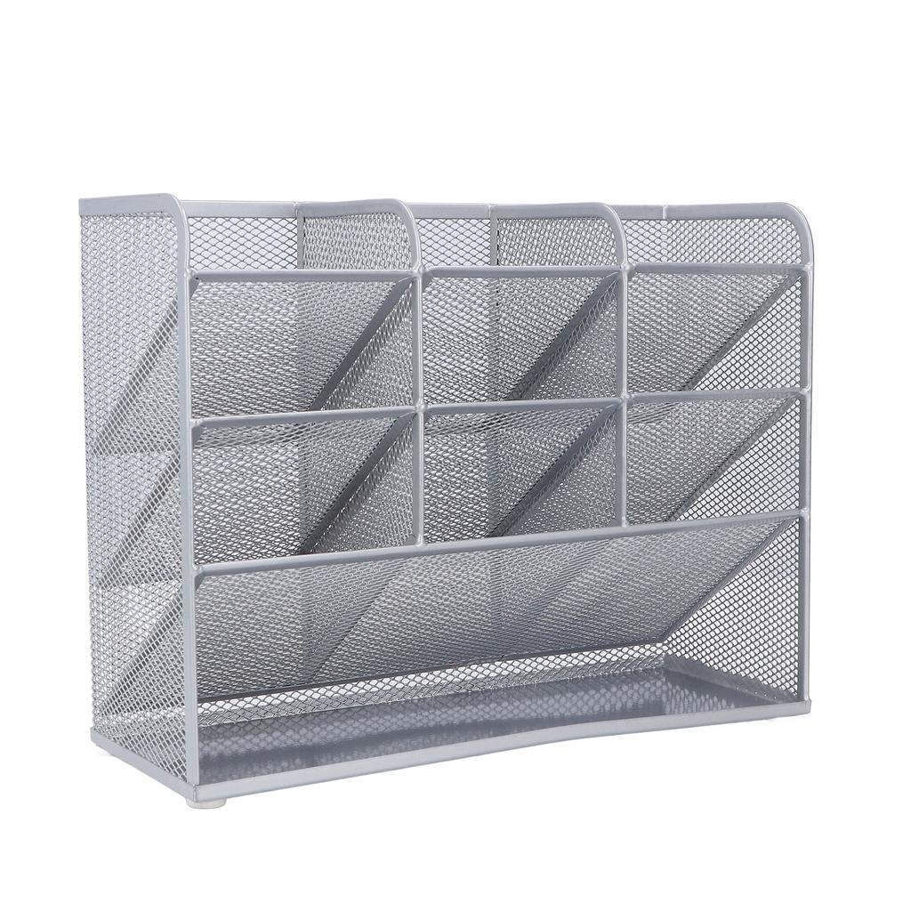 Desk Mesh Pen Organizers 9 Grids Large Storage Space 45 Degrees  Tilt Design Multi Functional Pencil Holder
