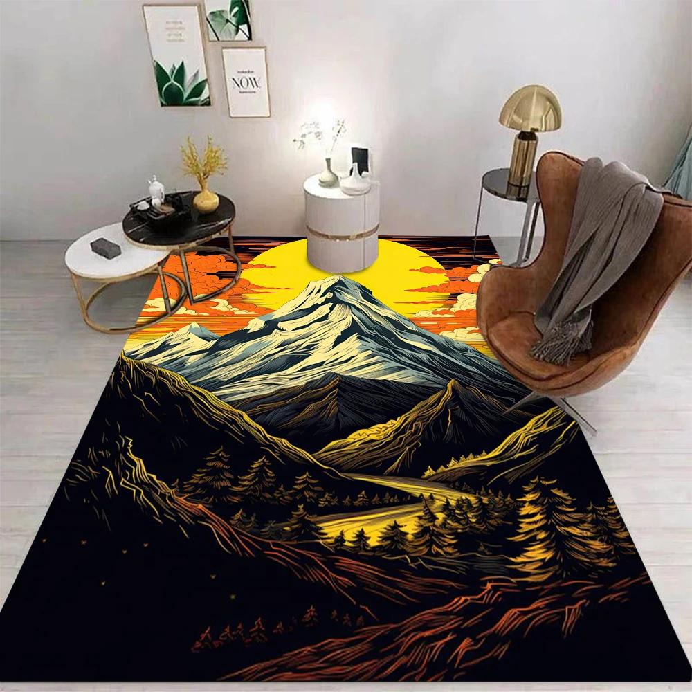 Landscape Carpet Cartoon Living Room Bedroom Kitchen Sofa Table Balcony Rug Non-slip Washable Mat Exquisite Ornaments
