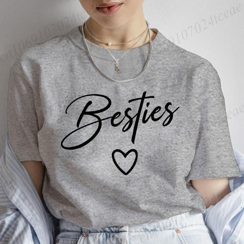 Besties Best Friend TShirts Personalized Long Distance Tee Shirts Clothing Gift Fashion Trend T Clothes Graphic Ladies Clothes
