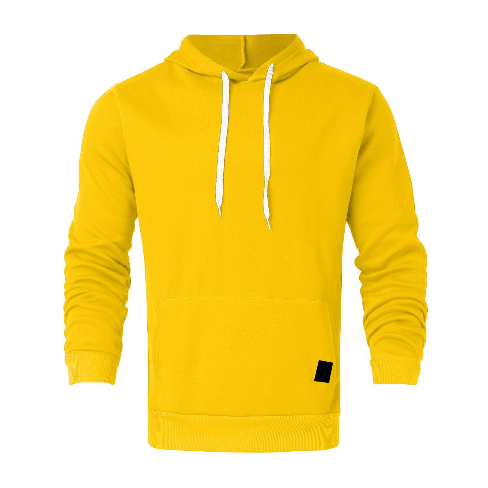 

Мужская толстовка большого размера, модная, свободная, однотонная, повседневная толстовка с капюшоном XL жёлтый