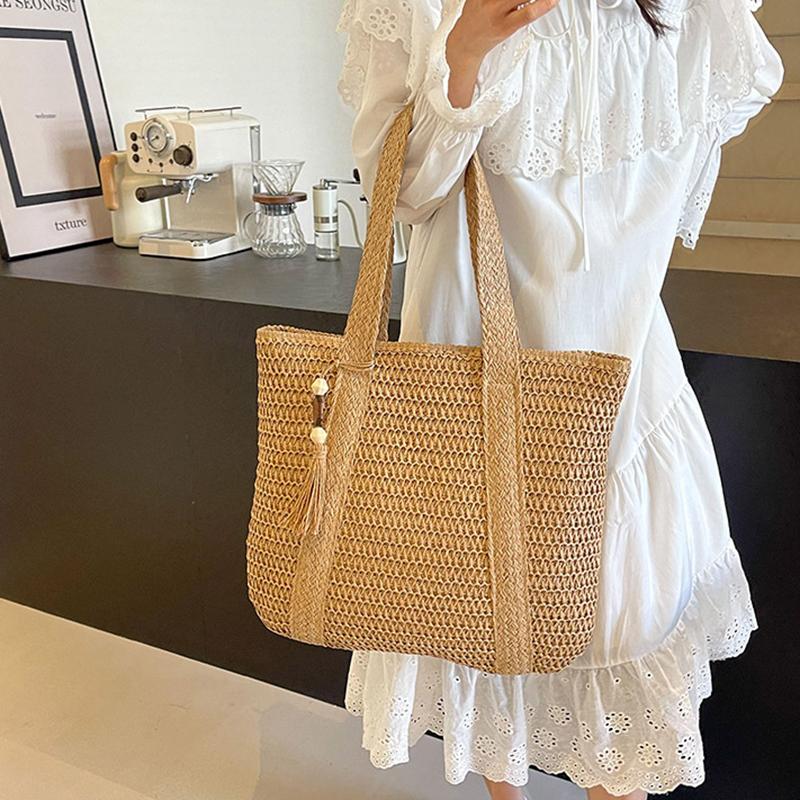 Elegant Ladies Straw Woven Handbag Women Holiday Beach Commute