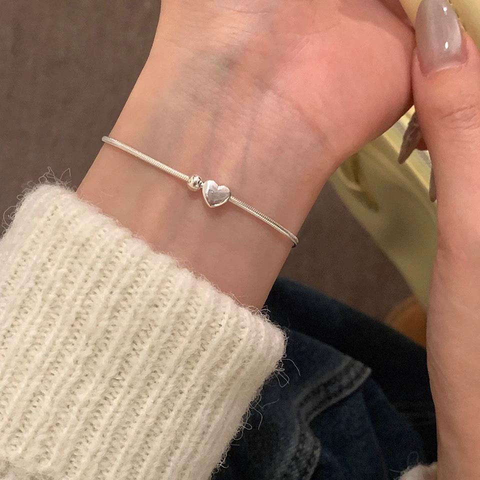 XIYANIKE Silver Love Heart Snake Chain Bracelet For Women Girl Summer Fashion New Jewelry Gift Party Pulseras Mujer
