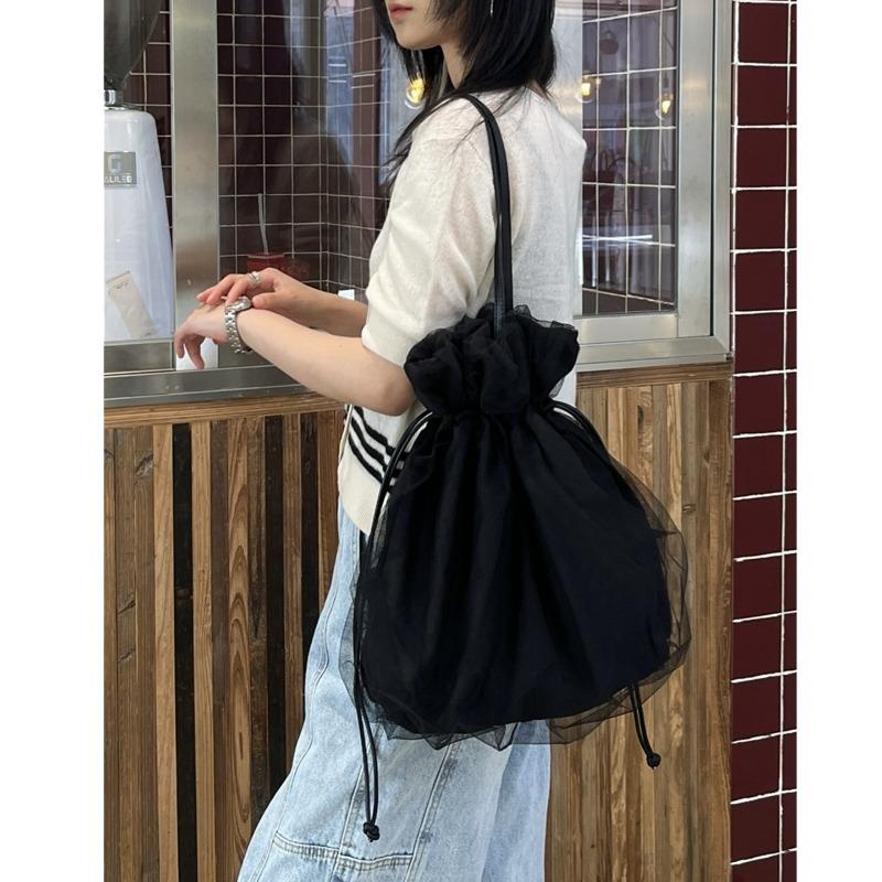 The Drawstring Bow Bucket Bag Is Cute and Sweet A Single-shoulder Handbag for The Armpits