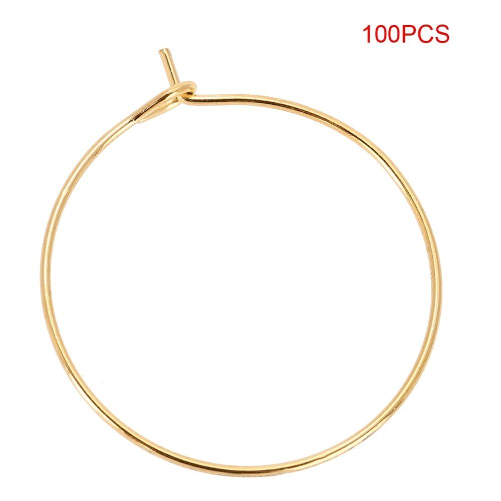 100Pcs Gold/Silver Color Steel Circle Earring Loops Open Loop Design Round Shape Wine Glass Hoop Ring Earring Hoop Rings