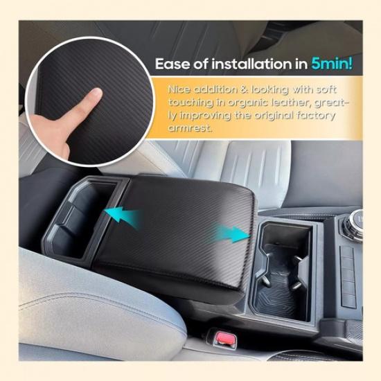 Car Center Armrest Cover Cushion Carbon Fiber Cover For 2024 Toyota Tacoma