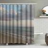 Beach Shower Curtain Waterproof Bath Mat Decor with Cloudy Sky Seaside Print for Home Decoration In Various Sizes