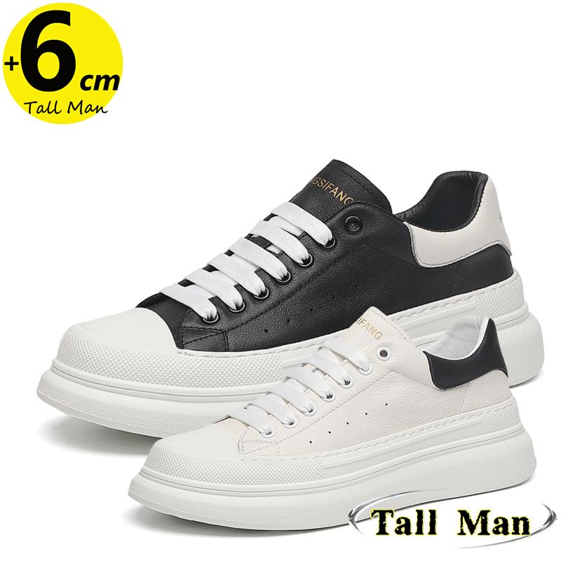 Lift Shoes Elevator Sneakers Chunky Unisex Height Increase 6cm White Sneakers Plus Size 38-44