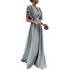 2026 European Women's Flutter Sleeve V-Neck Backless Long Dress
