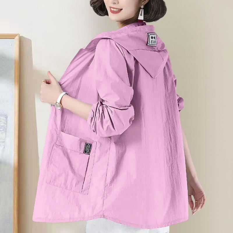 Cămașă de soare cu mânecă lungă, cu glugă, cu fermoar, de primăvară și vară, pentru femei, secțiune subțire din șapte culori.