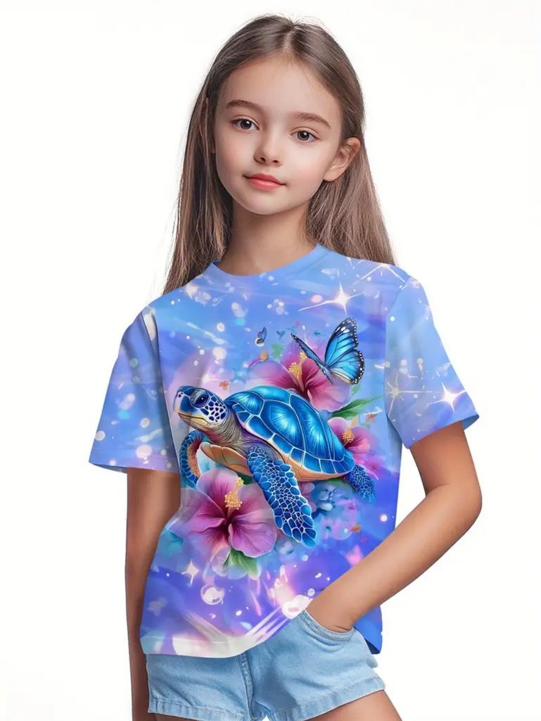 Abbigliamento Bambina Vestiti Bambina Maglietta Manica Corta Bambina Stampa Farfalla Carina Kawaii Girocollo Top Bambina Vestiti Estivi Bambini