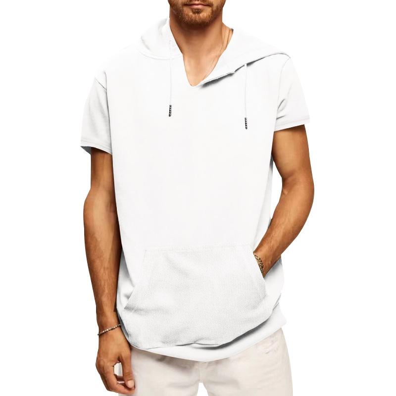 

Мужская куртка для спорта и отдыха без рукавов с капюшоном, свободная куртка с короткими рукавами и плечами, большие размеры S белый