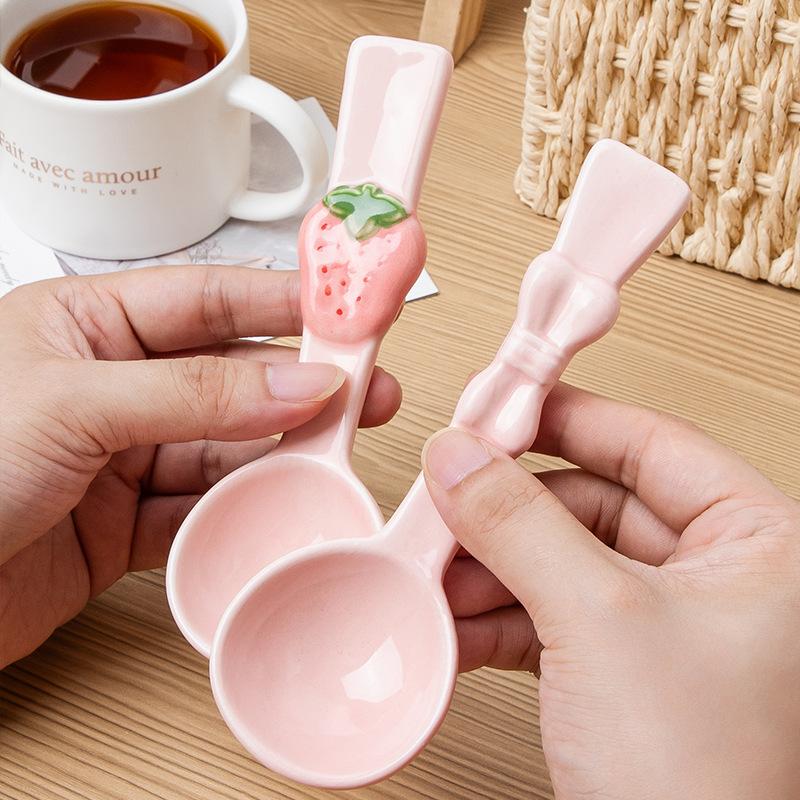 Korean Style Creative Cute Ceramic Soup Spoon for Kids Afternoon Tea Ice-Cream Coffee Dessert Mixing Spoons Kitchen Tableware4