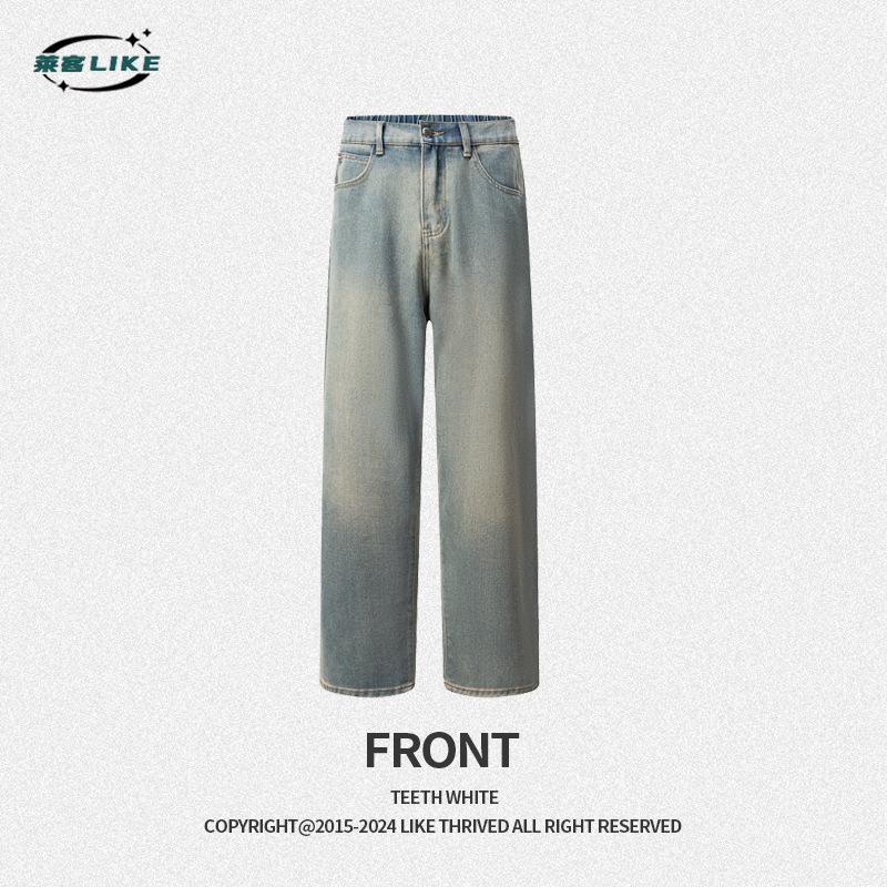 Four Seasons Men'S Wear | American Retro Cowboy Pants, Street Trendy Brand Straight Leg Pants, High Grade And Handsome Jeans