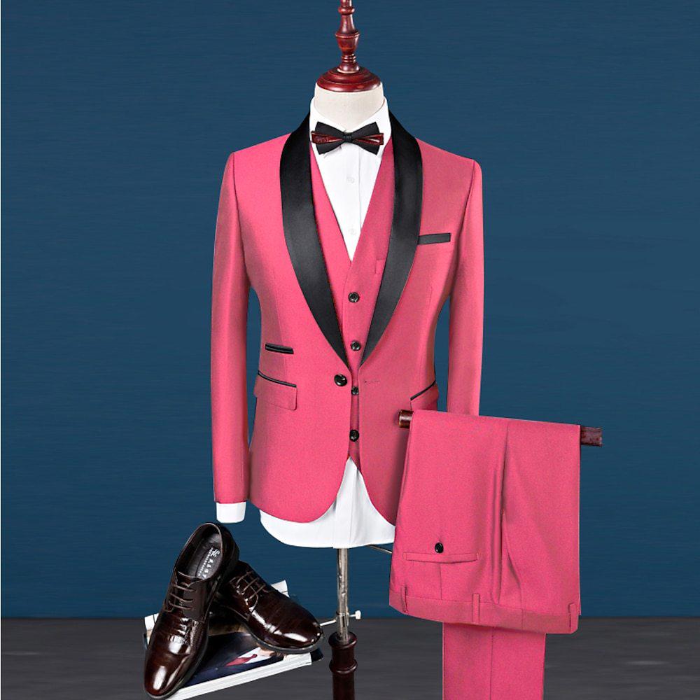 Men's Plus Size Business Casual Suit Three-Piece Set for Weddings and Events