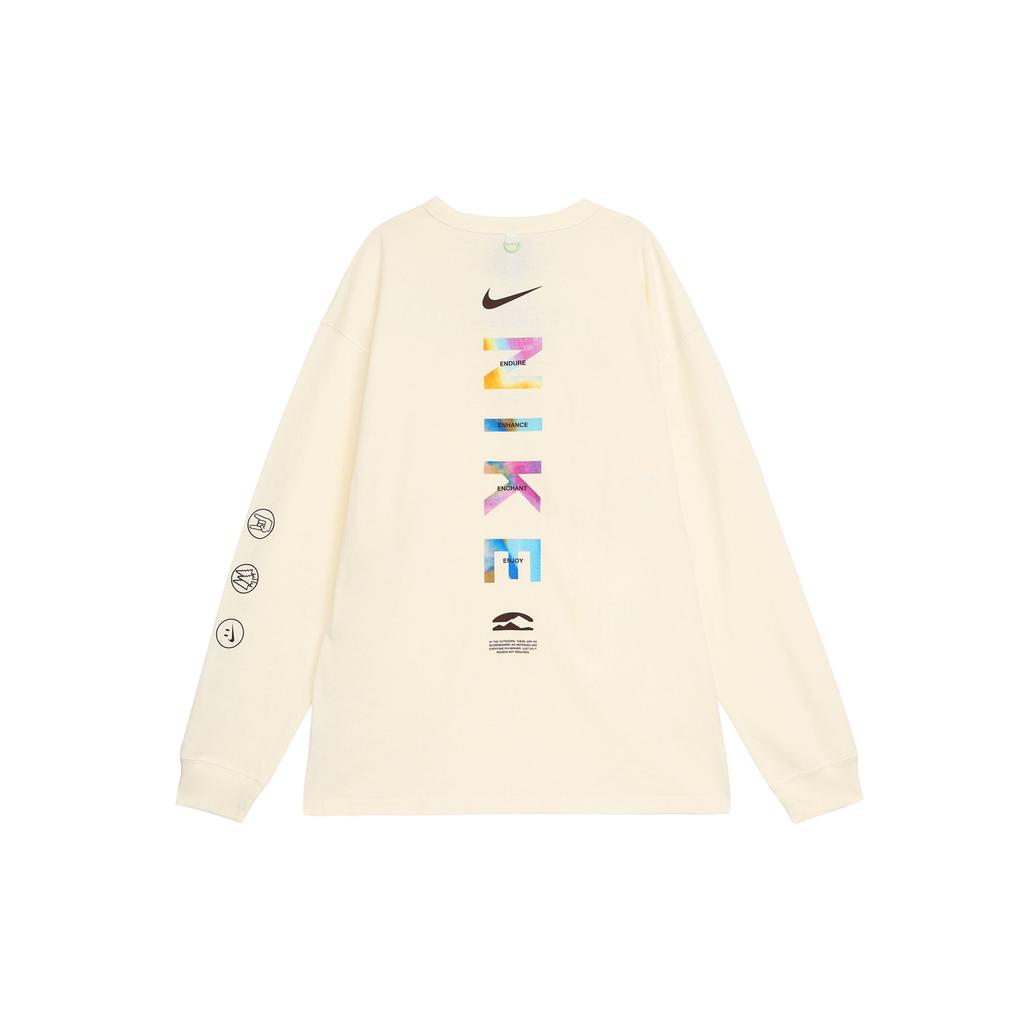 Nike Letter Logo Life Motto Round Neck Casual Loose Long Sleeve Drop Shoulder T-Shirt Men T-Shirt Sail-White HF6173-133