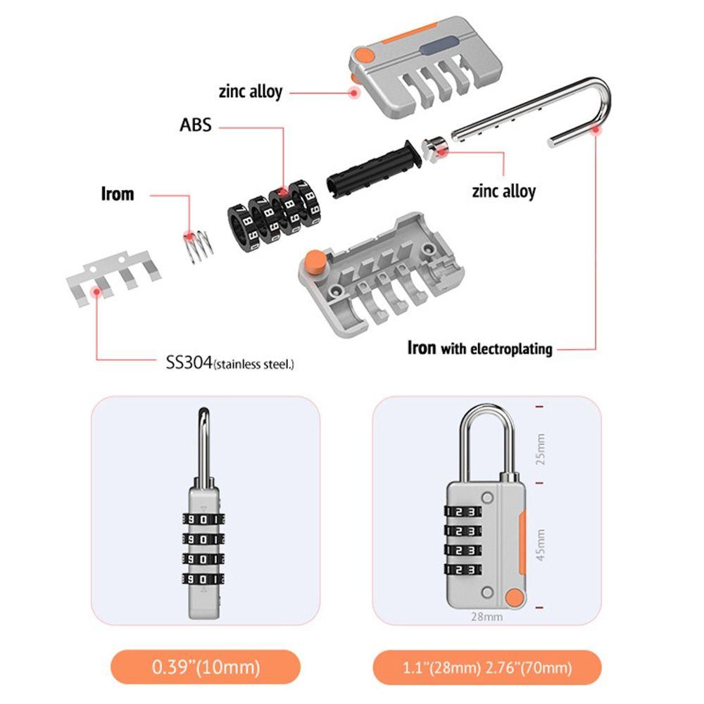 Protection Security Safely Code Lock With Steel Cable Anti-theft 4 Digit Combination Lock