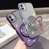 KEYSION Luxury Glitter Jewelled Magnetic Phone Case for iPhone 11 12 Pro Max Makeup Mirror Ring Stand Shockproof Back Cover