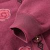 Mom Cardigan Top Female Grandma Round Neck Pattern Knitted Sweater Plus Velvet Thickened Autumn Clothes for Middle-aged and Elderly People