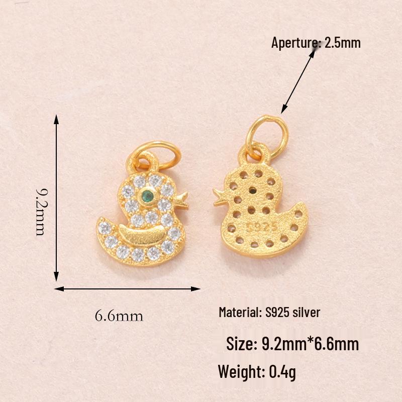 Ciondolo Anello a Tirare Tulipano Anatra in Argento Sterling S925 Placcato Oro per Braccialetti o Collane Fai da Te