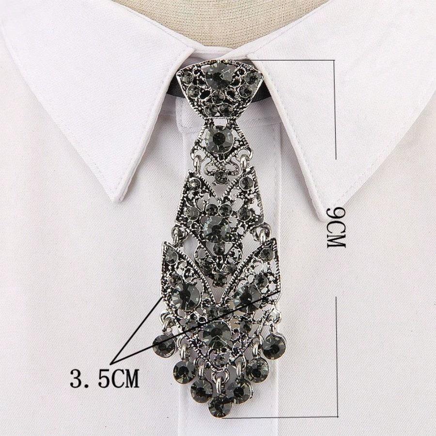 Fashion, Personality, Trendy, Unisex Korean Version of the Reception, Wedding Officiant, Metal Diamond-encrusted Small Tie