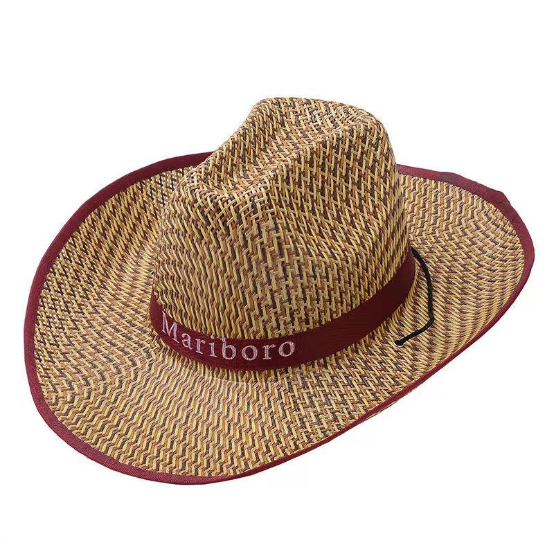 Unisex Western Straw Sun Hat - Wide Brim Beach, Travel, and Fishing Hat
