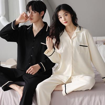 Set de pijamale de cuplu de primăvară Femei Bărbați Pijama moale din bumbac Lenjerie de dormit Îmbrăcăminte largi pentru acasă Pijama la modă Costum Pijama Bărbați Bumbac