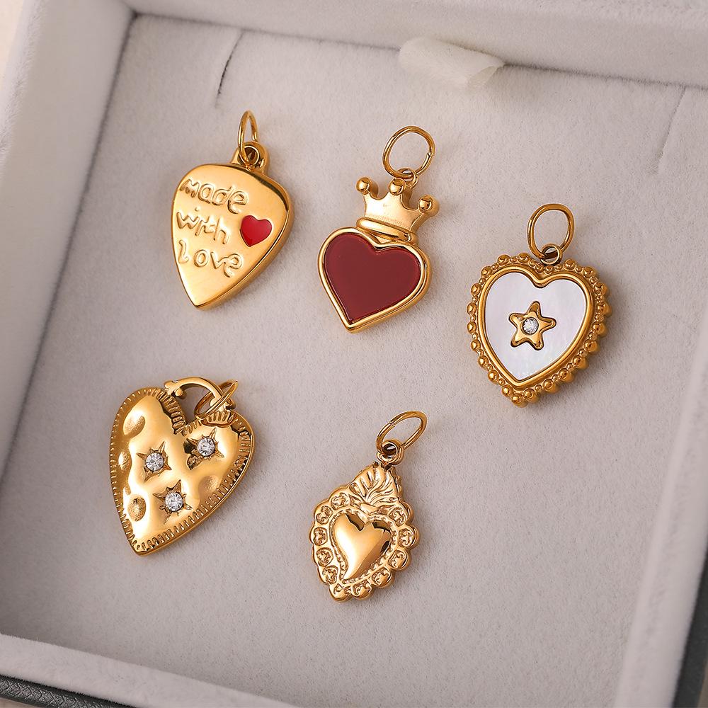 French Retro 18K Gold-Plated Stainless Steel Enamel Pendant Earrings & Necklace Series