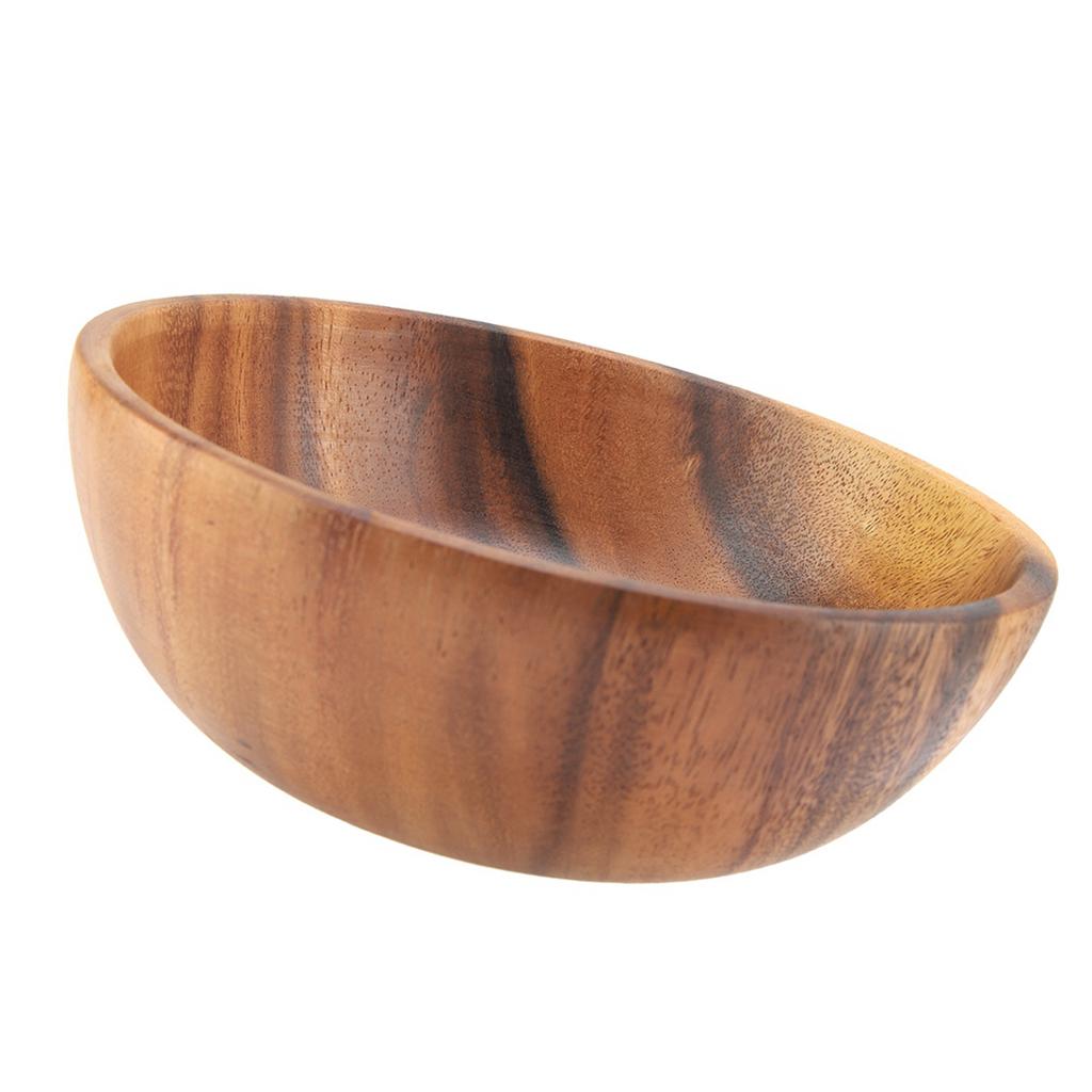 Solid Acacia Wooden Bowl for Salad Soup Rice Hand Made Wooden Bowl Kitchen Utensils (20*7cm)