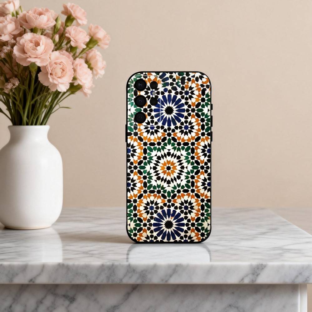 T-Tile M-Moroccan Cool Art Phone Case For Samsung S25,24,23,22,30,21,10,9,Ultra,Plus,Lite,FE,4,5 G Soft Black Case
