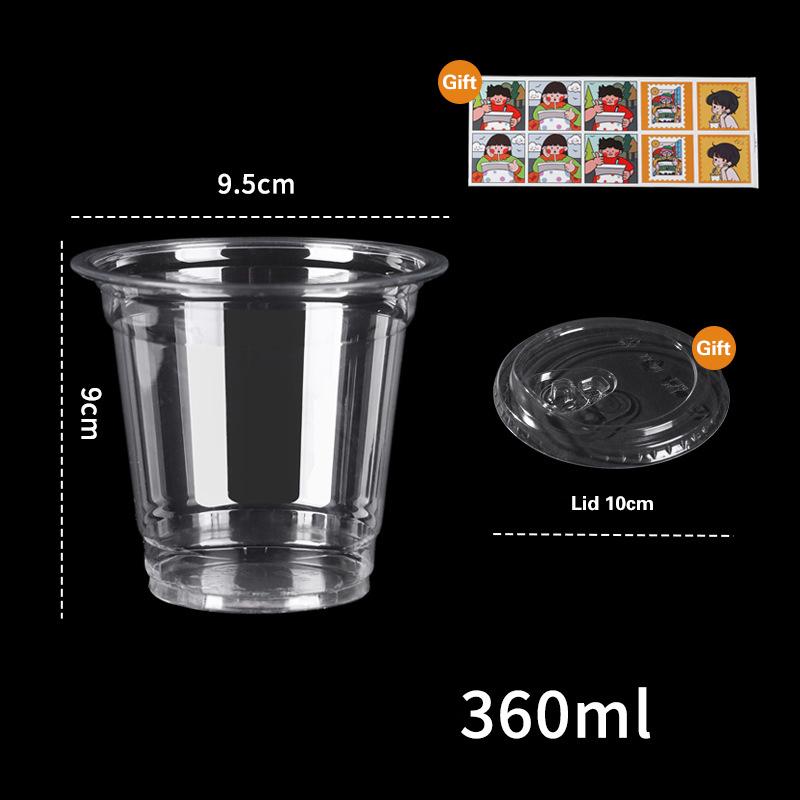

50/set Disposable Caliber PET Cold Drink Cup Transparent Ice Coffee Cup Bubble Tea Cup Ice Cream Dessert Cup With Lid Summer 50pcs