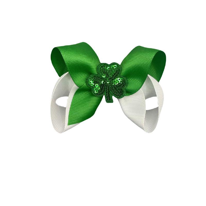 European Saint Patrick's Day Shamrock Bow Hair Clip for Girls