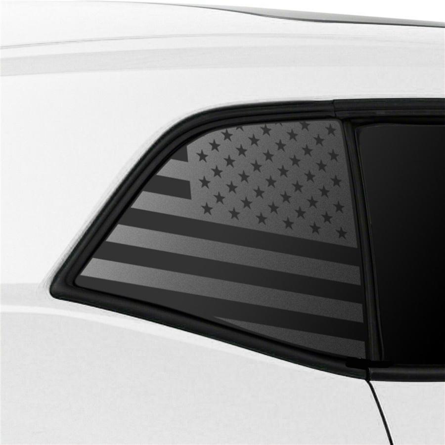 2Pcs For 2008-22 Dodge Challenger Distressed American Flag Window Decal Sticker
